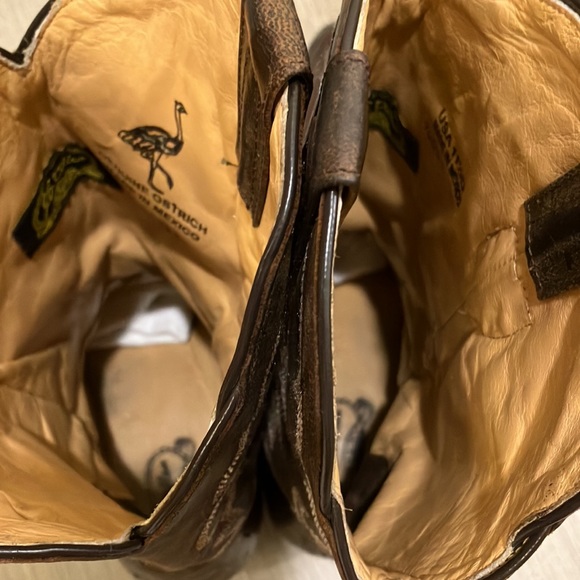 J.B. Dillon ostrich western cowboy boots chocolate brown color Size 11.5 D width - Picture 10 of 12